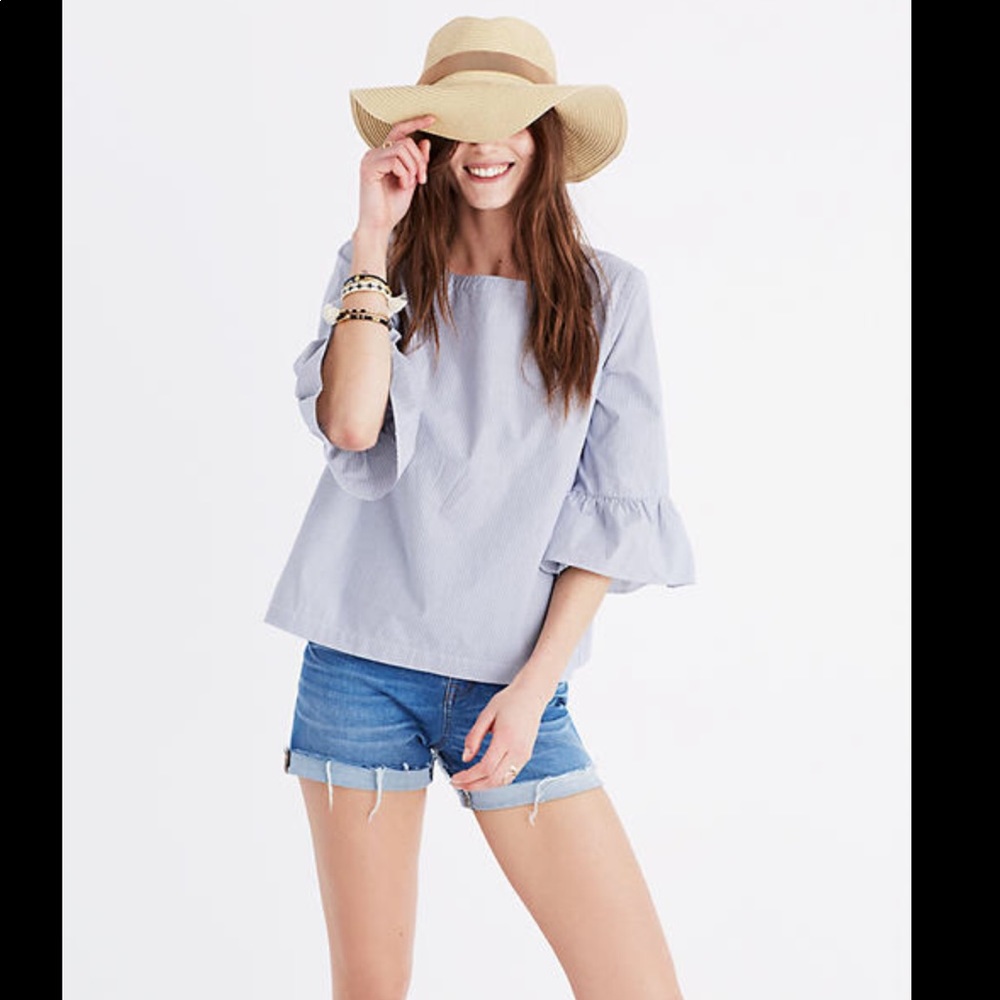 Madewell stiped bell sleeves blouse size large